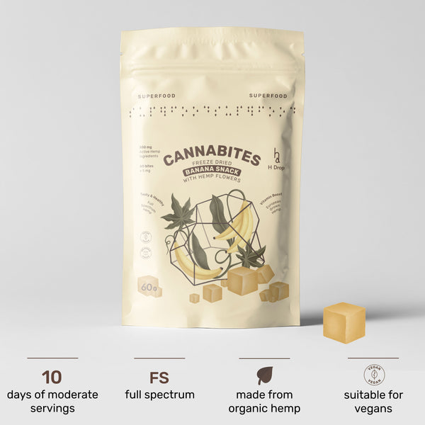 Cannabites - Freeze Dried Banana Snack with Hemp Flowers (60pc, 300mg)