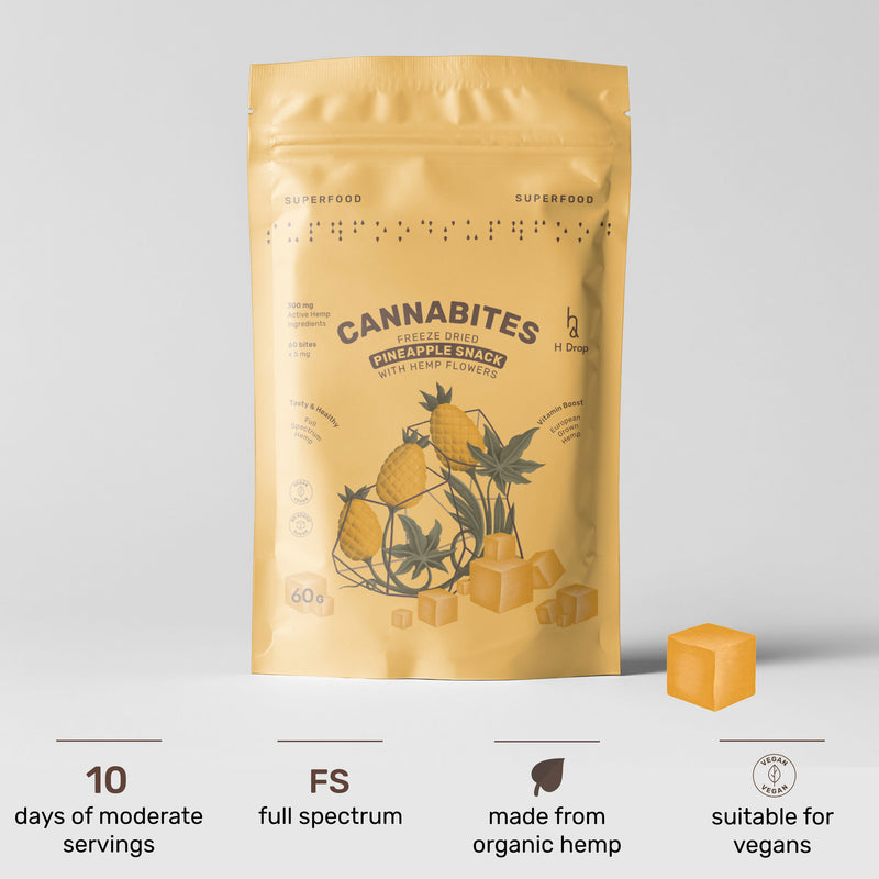 Cannabites - Freeze Dried Pineapple Snack with Hemp Flowers (60pc, 300mg)