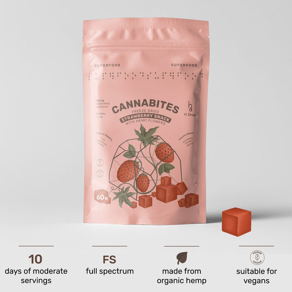 Cannabites - Freeze Dried Strawberry Snack with Hemp Flowers (60pc, 300mg)
