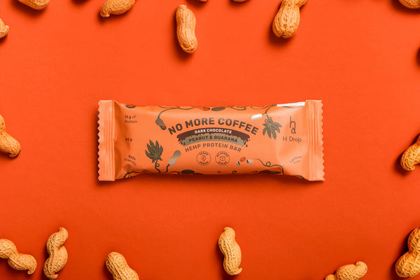 No More Coffee - hemp protein bar with peanuts and guarana in dark chocolate (12 pcs.)