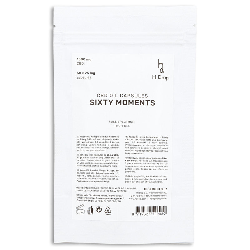 Sixty Moments - 60 capsules of 25mg CBD (1500mg)