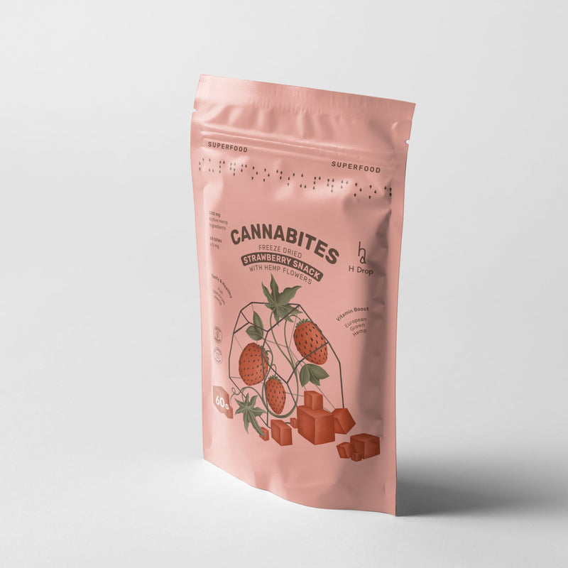 Cannabites - Freeze Dried Strawberry Snack with Hemp Flowers (60pc, 300mg)